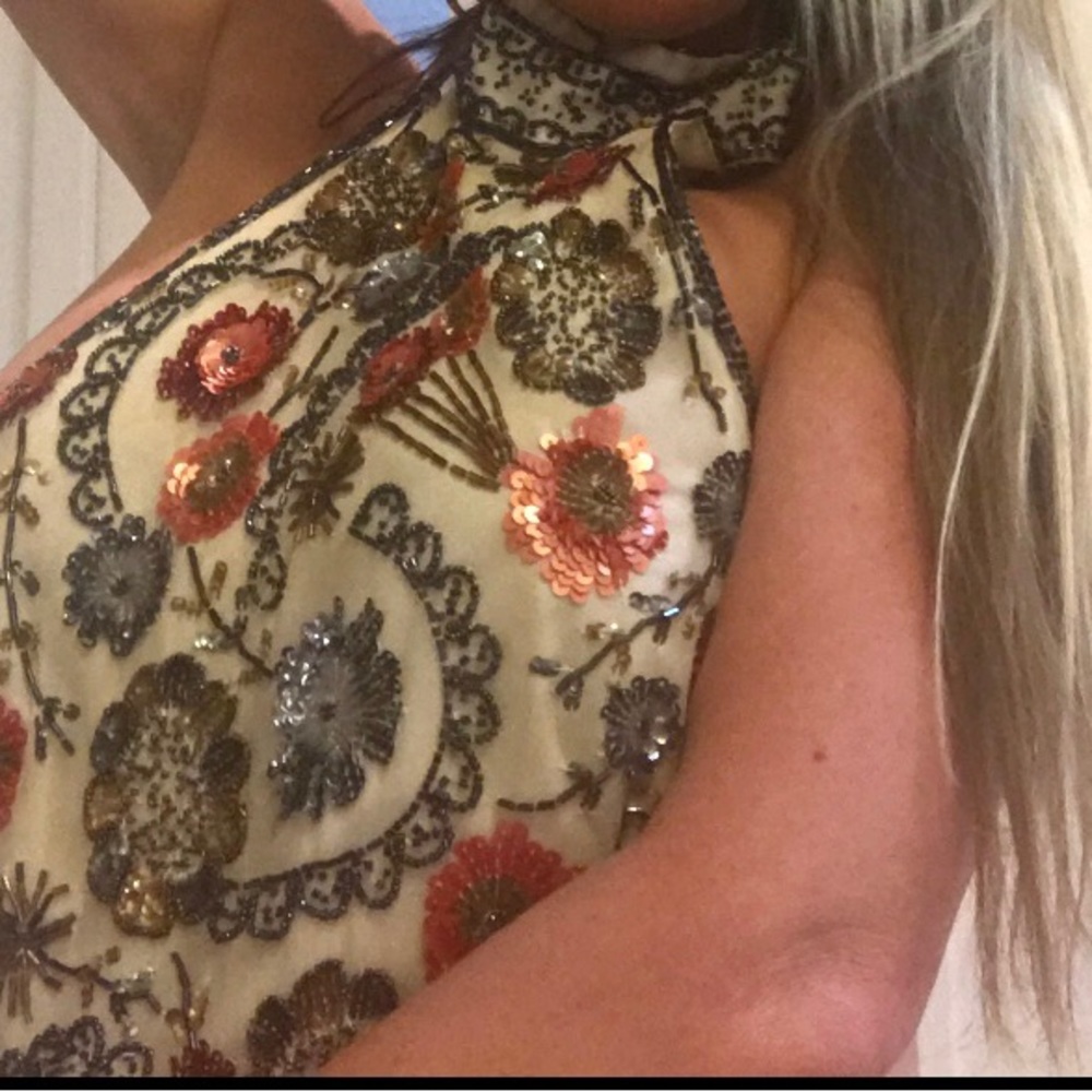 Halter top silk hand embroidered